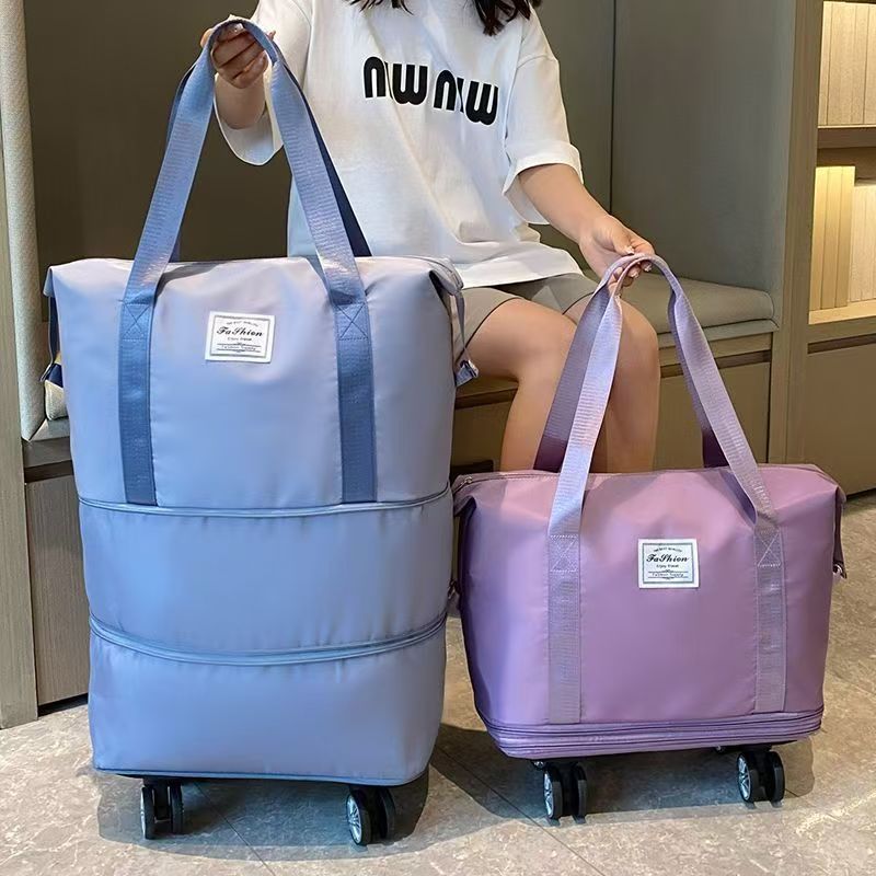三層擴展大容量手提旅行袋萬向輪雙肩行李袋旅行包